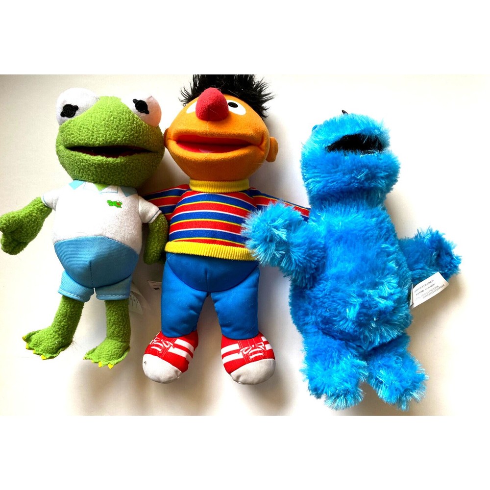 Sesame Street plush dolls lot Cookie Monster Ernie Kermit stuffed Vintage muppet